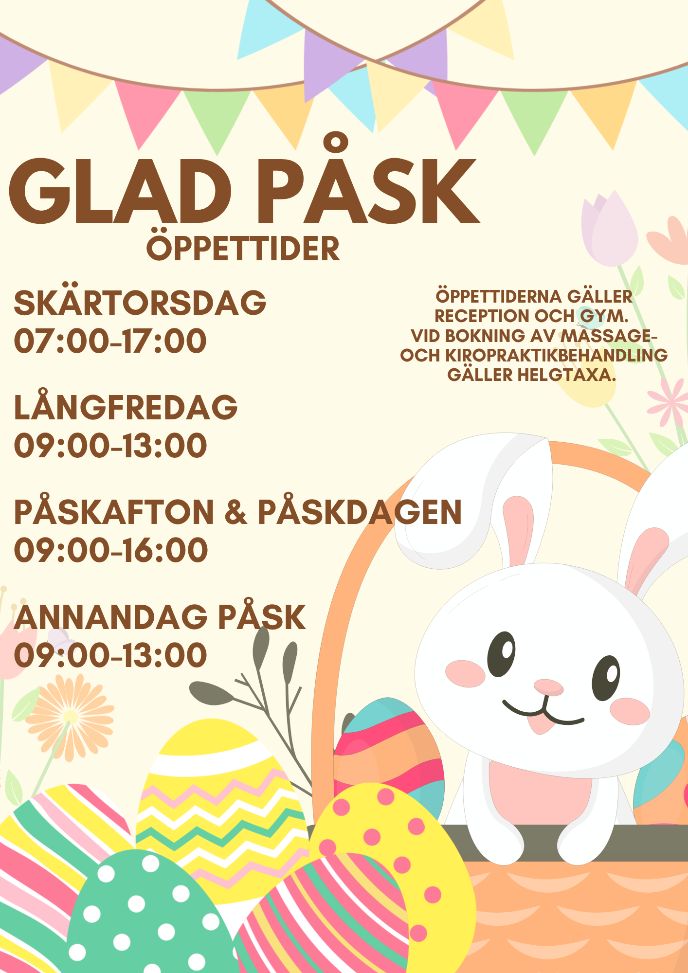Pastel Cute Illustrated Watercolor Easter Opening Hours Business Poster